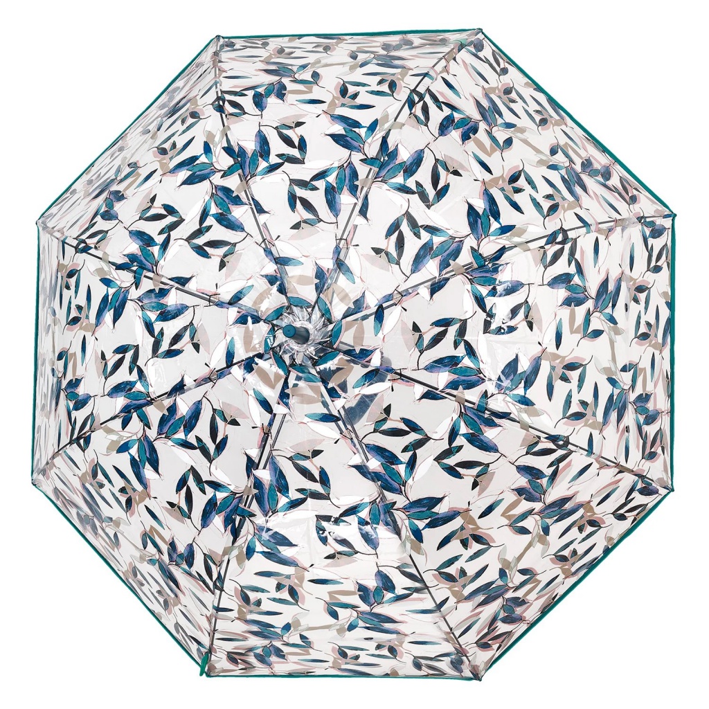 Perletti Time Green Leaves  – automatický priehľadný dáždnik