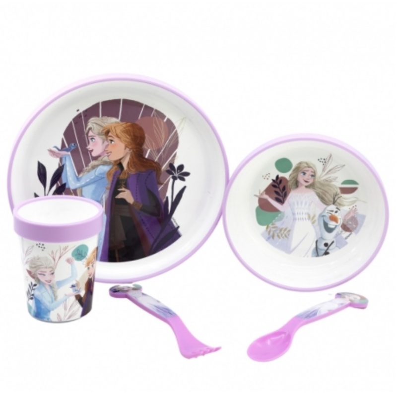 Detská jedálenská súprava Disney Frozen (5 ks) - tanier, miska, pohár a príbor, 74285 Detská jedálenská súprava Disney Frozen (5 ks) - tanier, miska, pohár a príbor, 74285