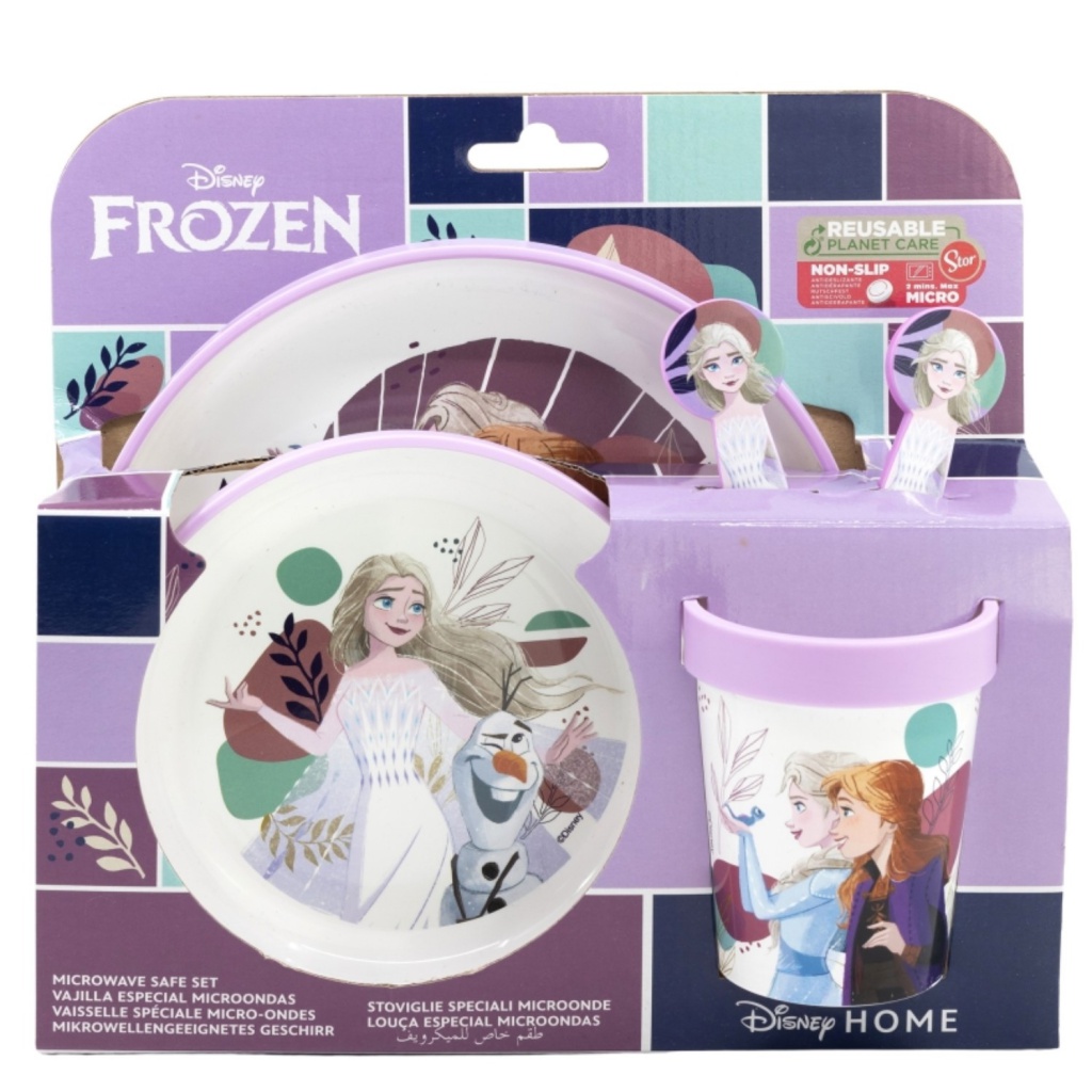 Dětská jídelní souprava Disney Frozen (5 ks) - talíř, miska, sklenice a příbor, 74285
