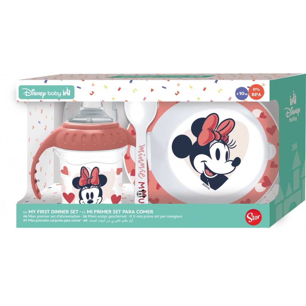 Jídelní souprava Minnie Mouse - SET 3 ks (hrnek 250ml, talíř a lžička), 10707