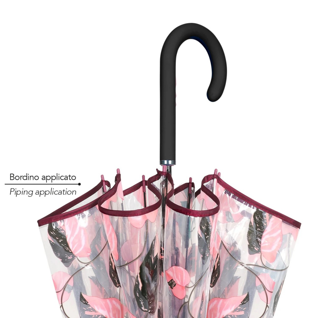 Dámsky priehľadný dáždnik s motívom listov Perletti, 61cm, 26390