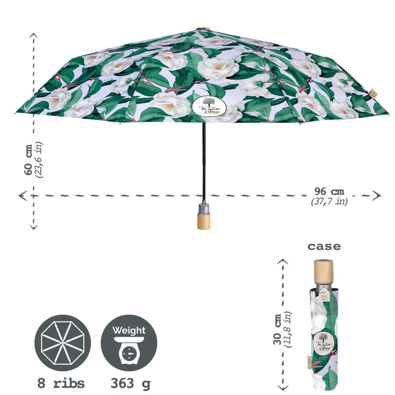 Dámský skládací deštník Green Camelie, 19149 Dámský skládací deštník Green Camelie, 19149