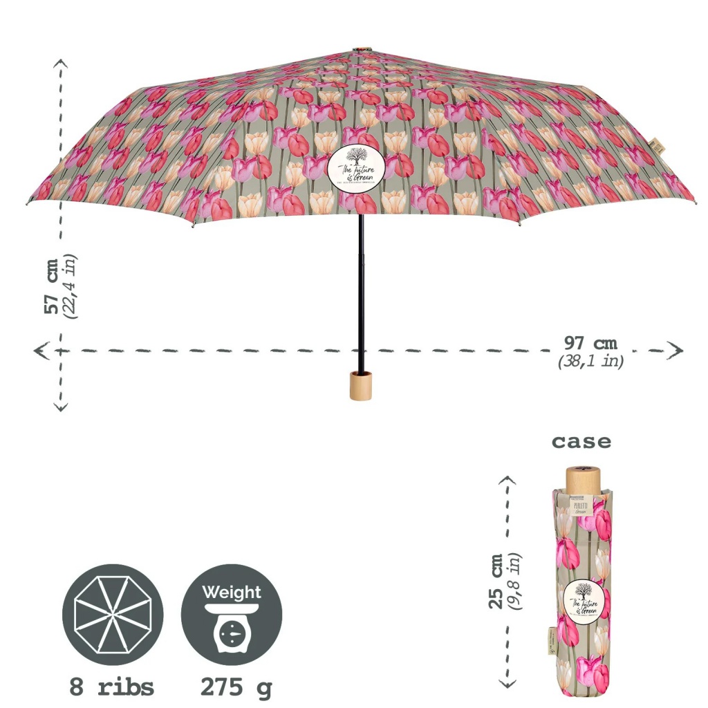 Dámský skládací deštník Green Tulipani, 19151