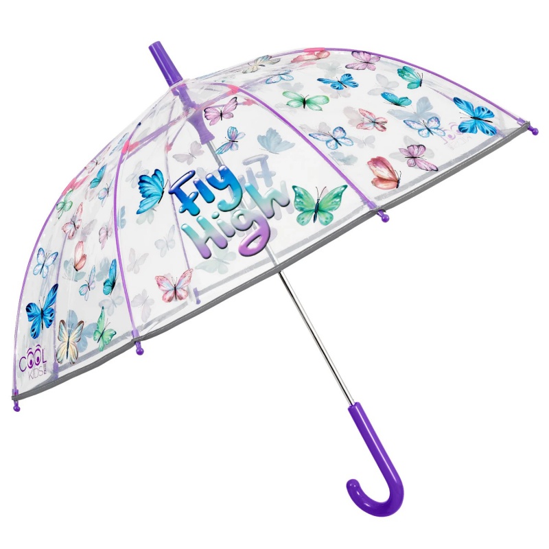 Detský reflexný dáždnik s motýlikmi Perletti Cool Kids Transparent, 15634 Detský reflexný dáždnik s motýlikmi Perletti Cool Kids Transparent, 15634