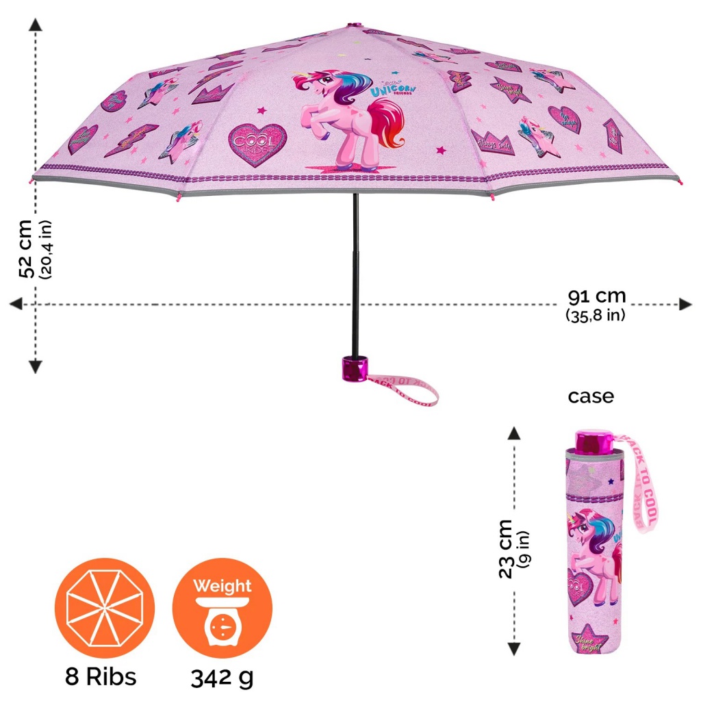 Cool Kids, Skládací deštník Unicorn, 15641