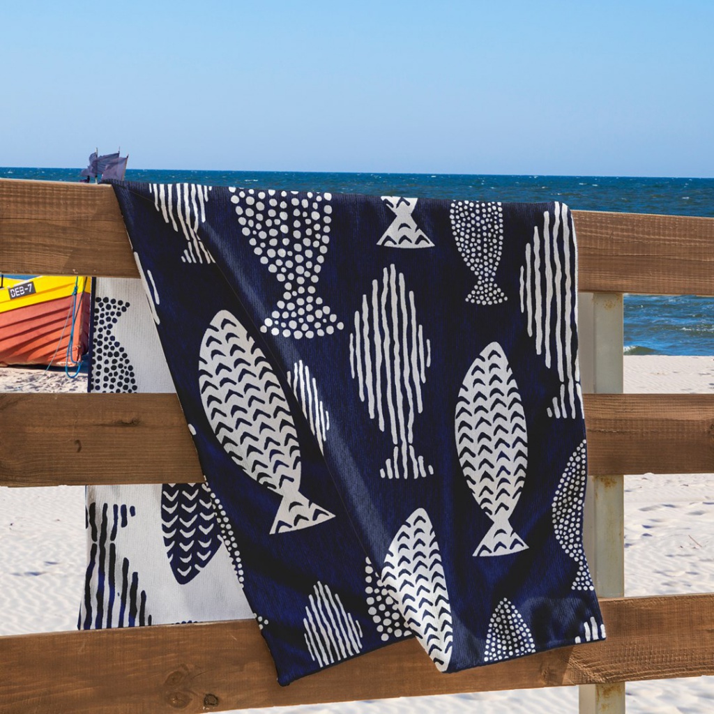 DecoKing FISH plážová osuška 90 × 180 cm – luxusná bavlnená osuška k vode