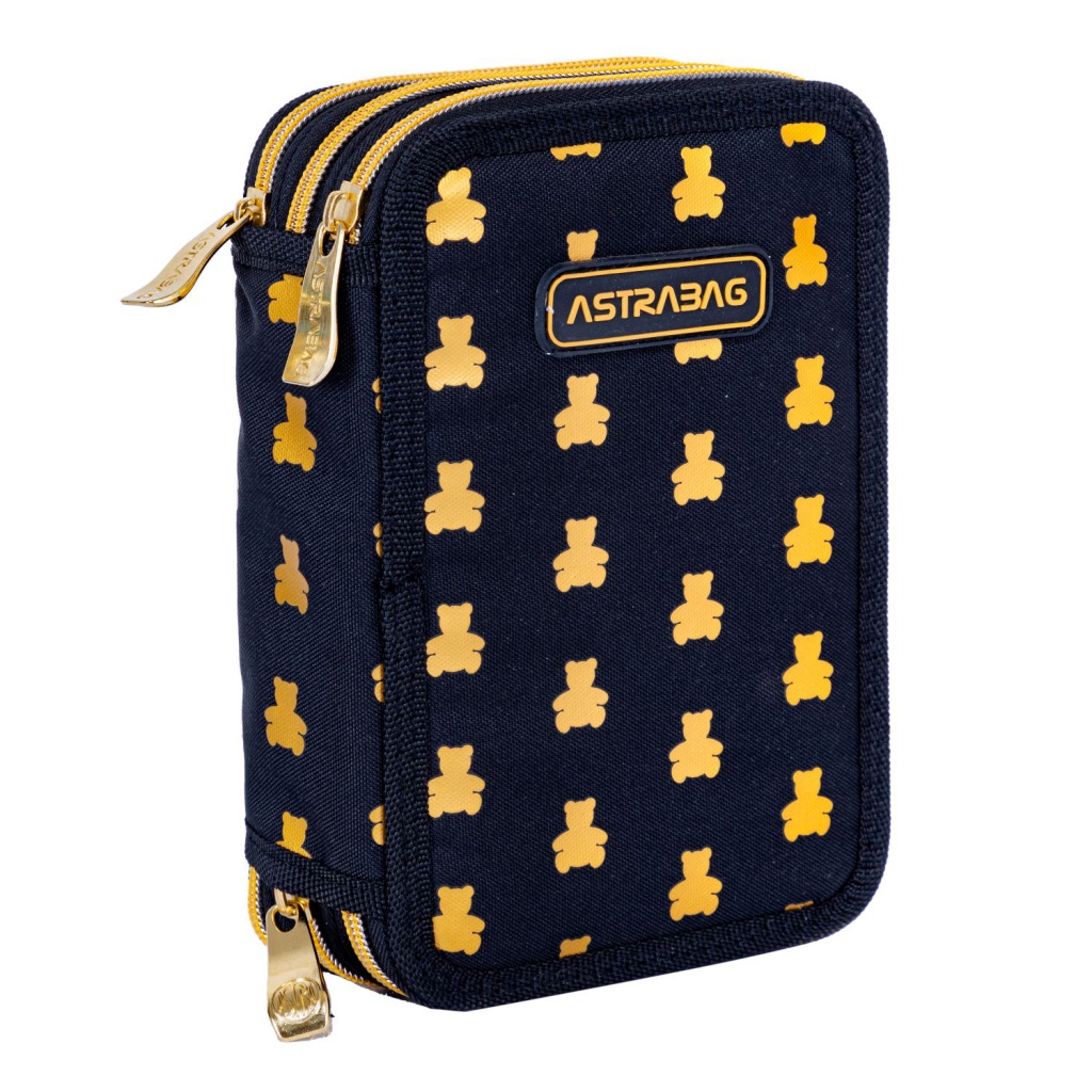 Třípatrový penál s náplní AstraBAG GOLDEN TEDDY, AC31, 503024053