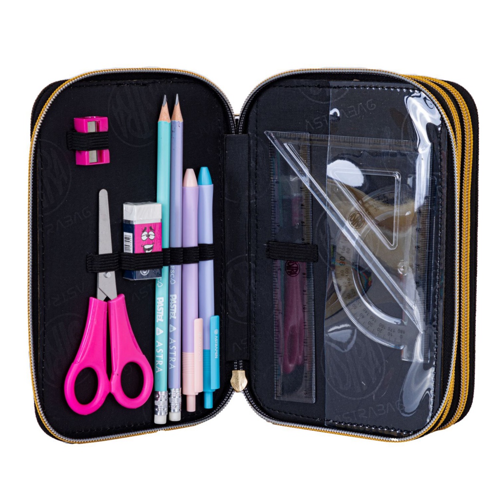 Třípatrový penál s náplní AstraBAG GOLDEN TEDDY, AC31, 503024053