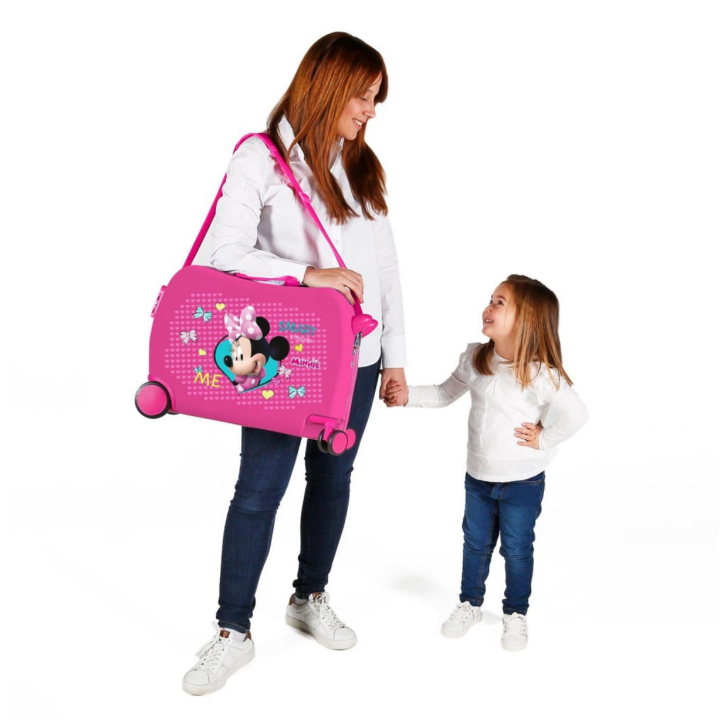 Dětský cestovní kufr na kolečkách / odrážedlo MINNIE MOUSE Pink, 34L, 22398E1
