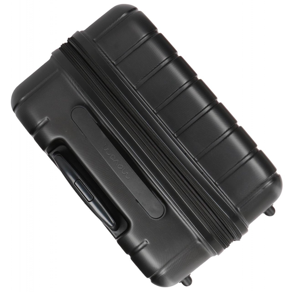 MOVOM Wood Black – Veľký rozšíriteľný škrupinový kufor 75×52×32 cm, 109L, TSA zámok