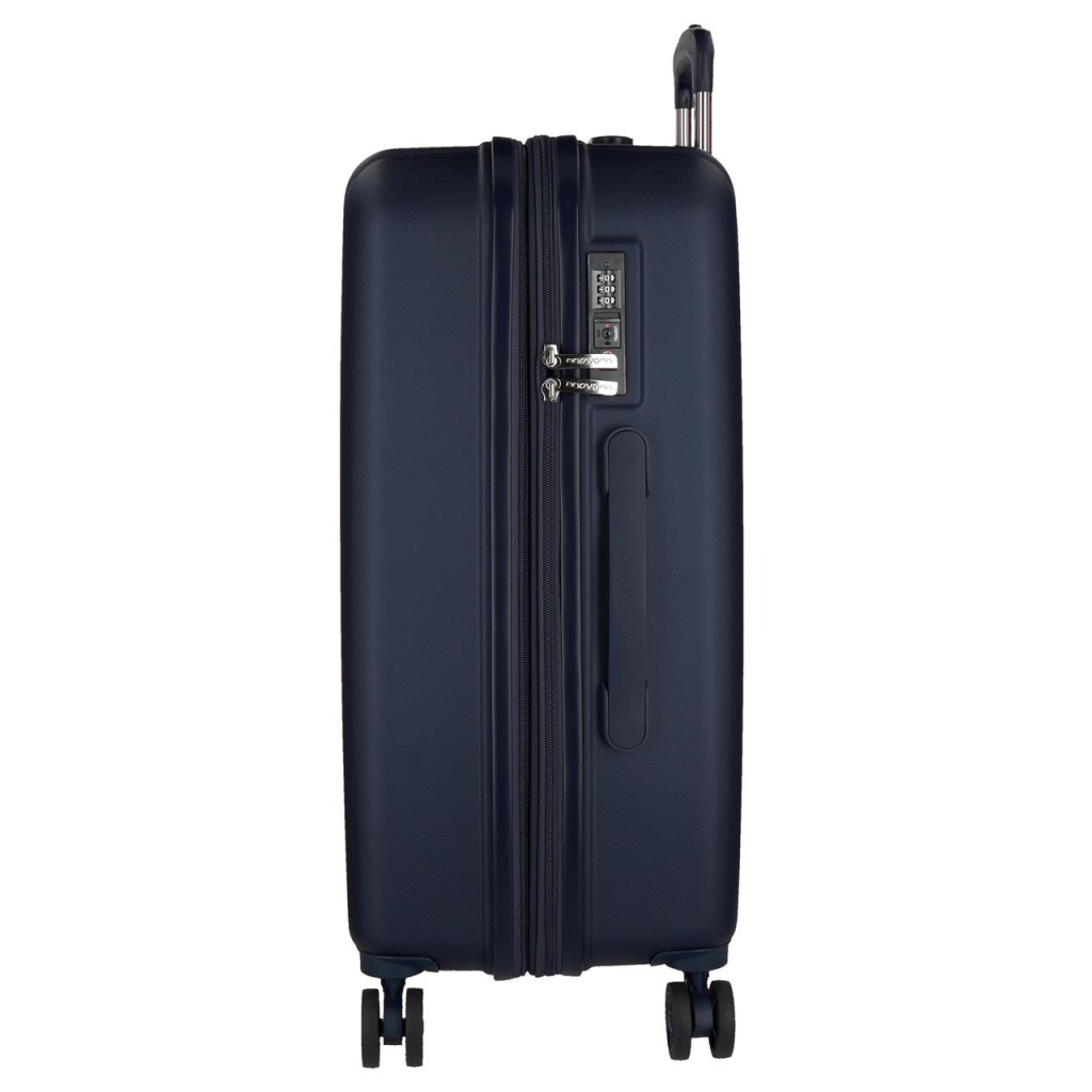 MOVOM Wood Navy Blue – Veľký rozšíriteľný škrupinový kufor 75×52×32 cm, 109L, TSA zámok