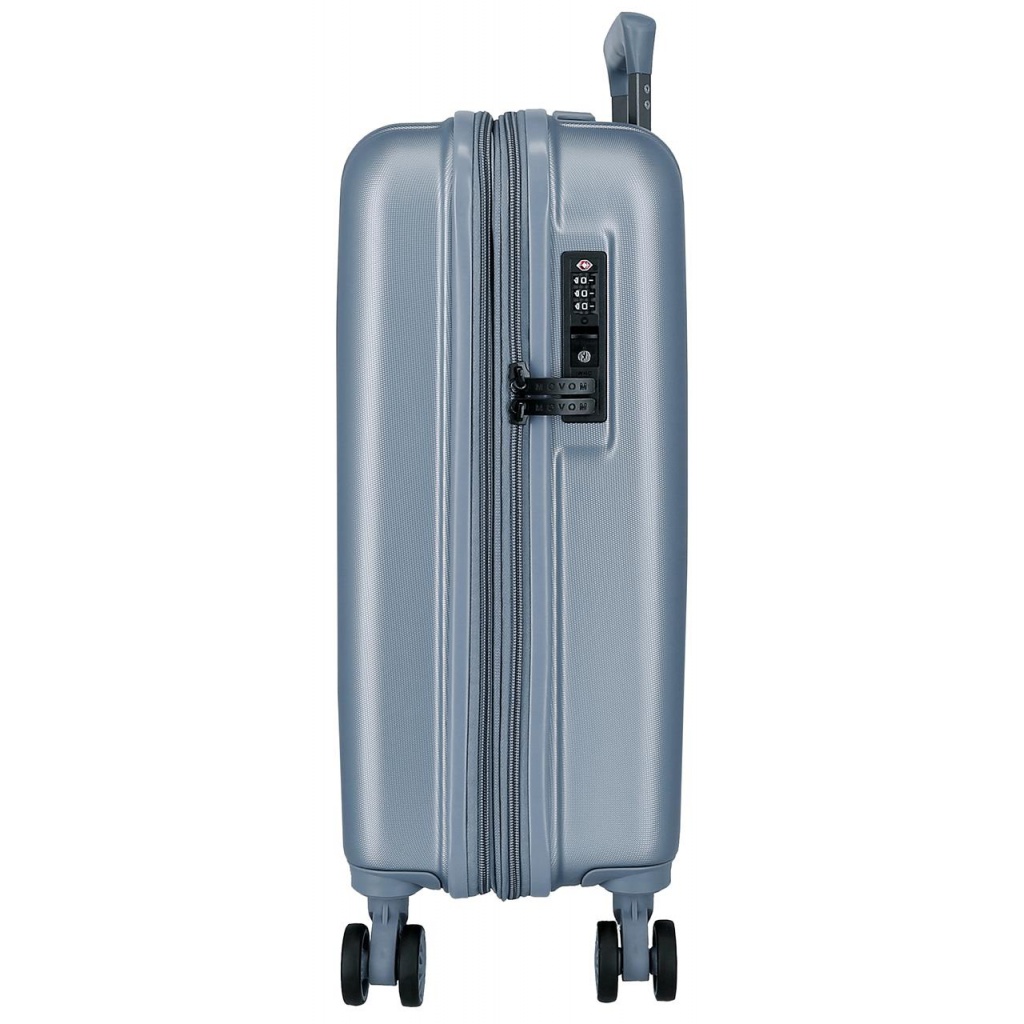 MOVOM Wood Steel Blue, škrupinový cestovný kufor – oceľovo modrá príručná batožina s TSA zámkom