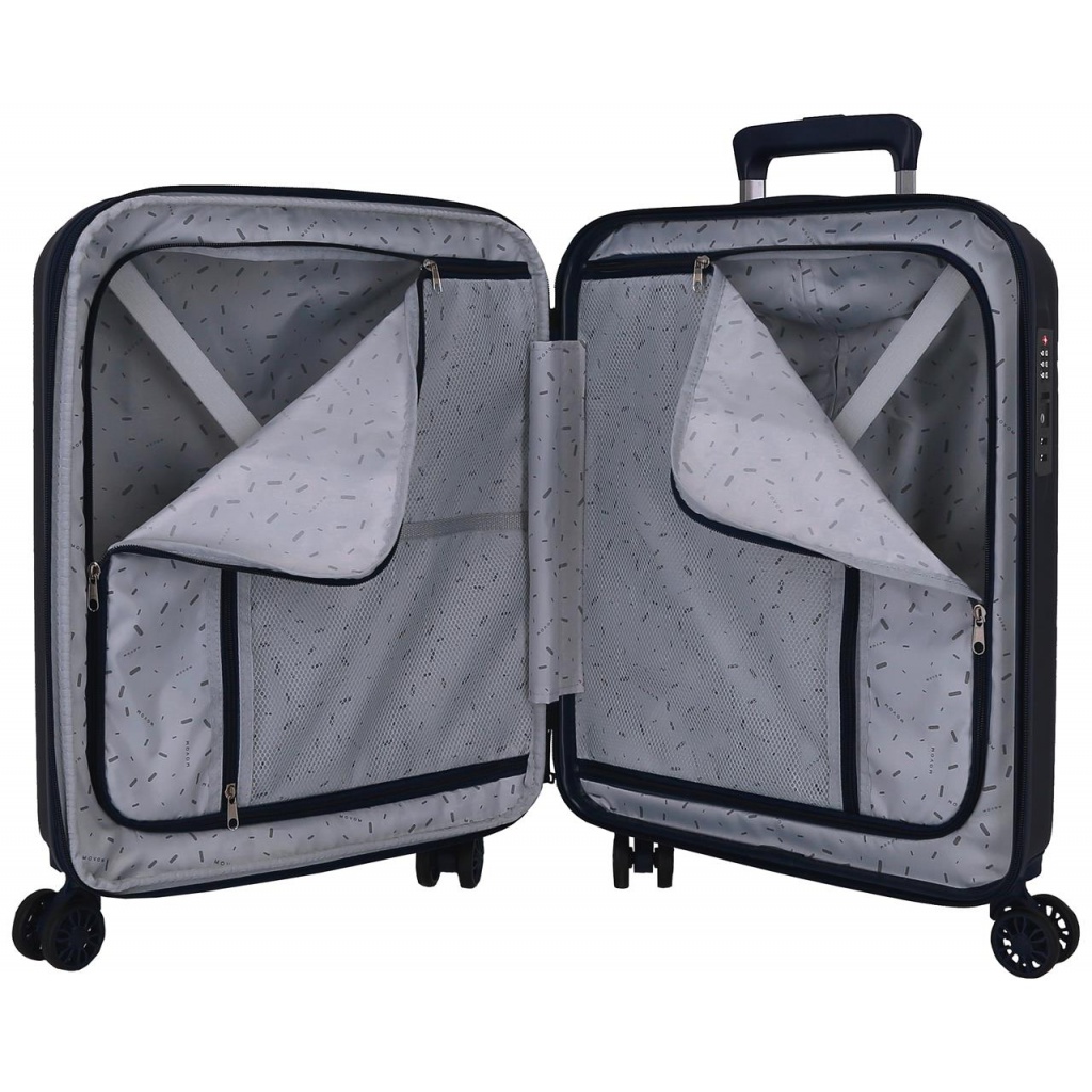 MOVOM Wood Navy Blue, škrupinový cestovný kufor – námořní modrá príručná batožina s TSA zámkom