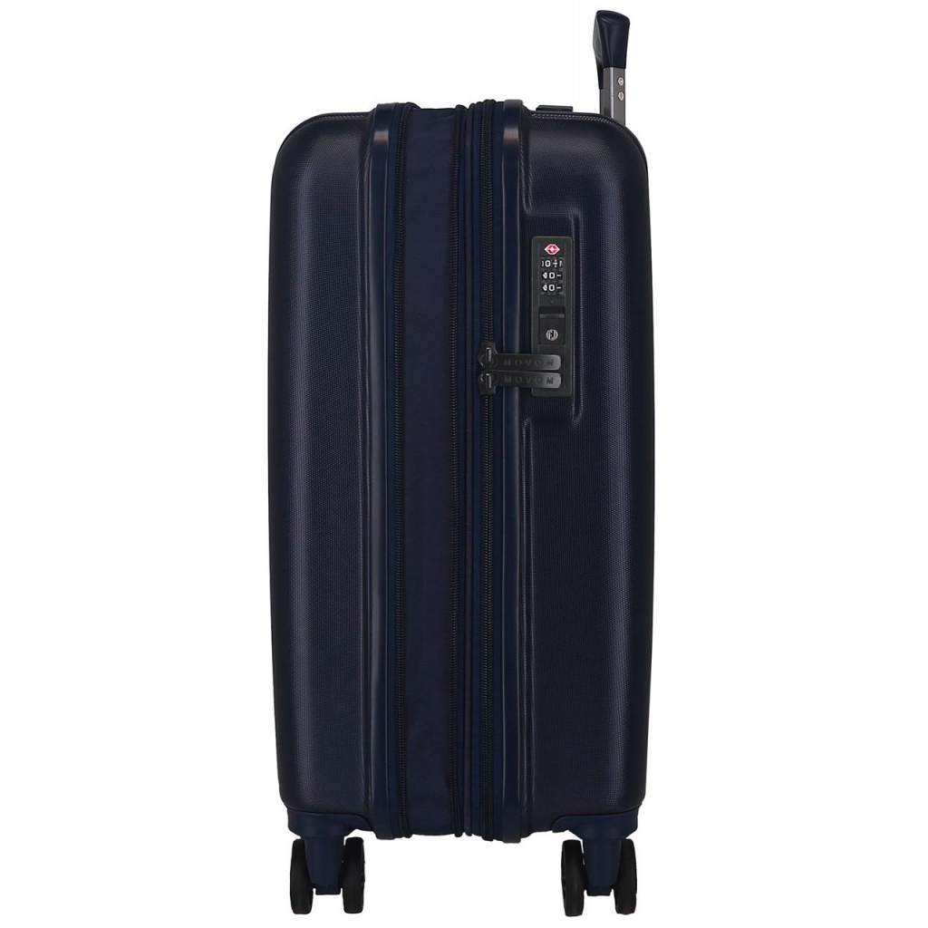 MOVOM Wood Navy Blue, škrupinový cestovný kufor – námořní modrá príručná batožina s TSA zámkom
