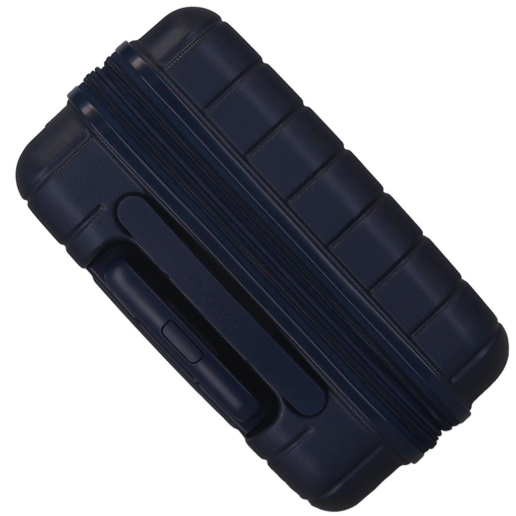 MOVOM Wood Navy Blue, škrupinový cestovný kufor – námořní modrá príručná batožina s TSA zámkom