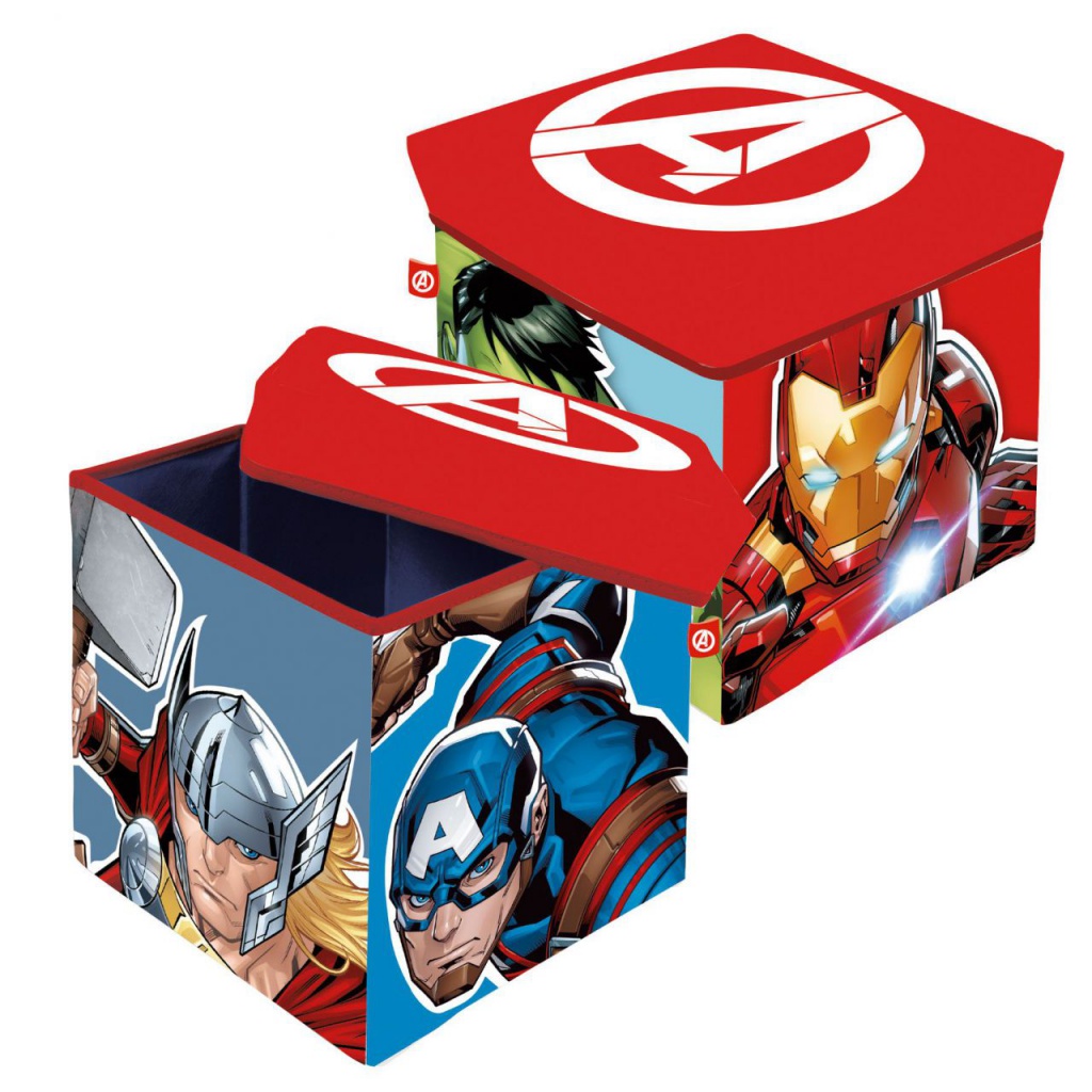 Úložný box s vrchnákom / taburetka 2v1 AVENGERS – box pre deti