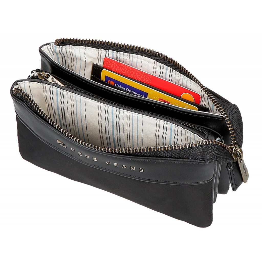 Pepe Jeans Morgan Black - Tříkomorová peněženka, 7924331