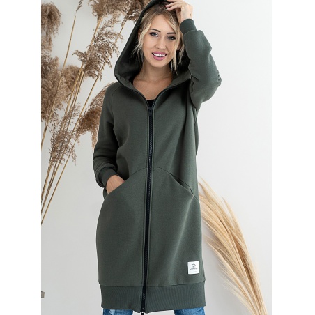 Dámská tepláková bunda dlouhá Ika - Color : Khaki