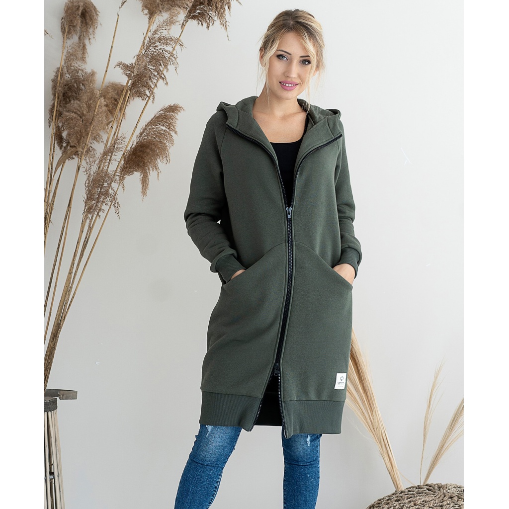 Dámská tepláková bunda dlouhá Ika - Color : Khaki