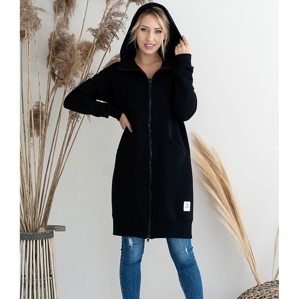 Dámská tepláková bunda dlouhá Ika - Color: Black