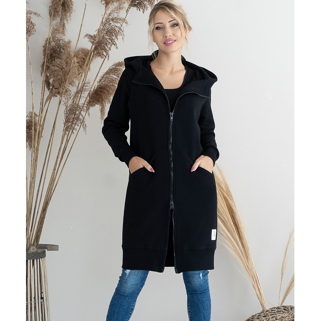 Dámská tepláková bunda dlouhá Ika - Color: Black