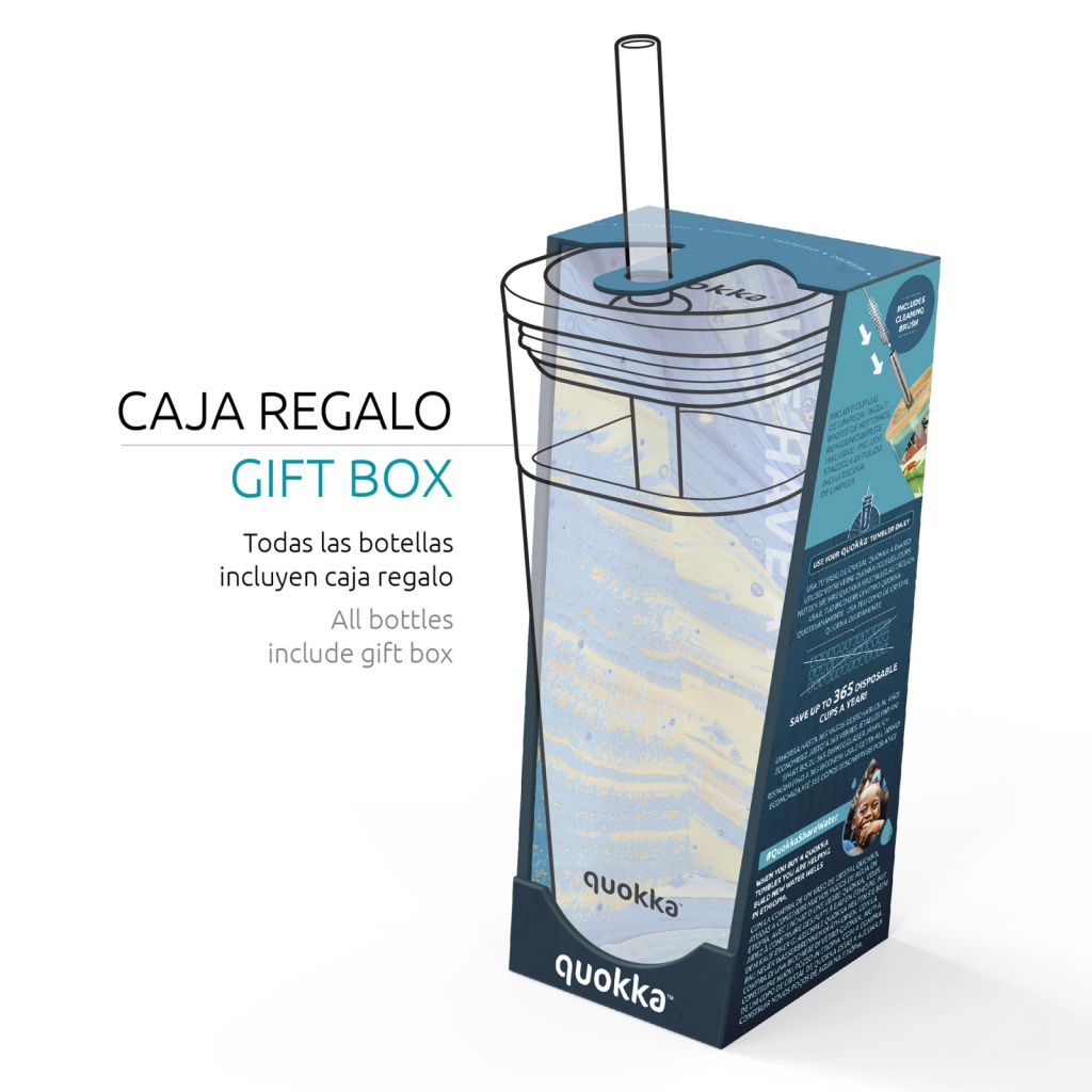 Quokka Cube, Sklenený pohár so silikónovým povrchom Toucans, 540ml, 40056