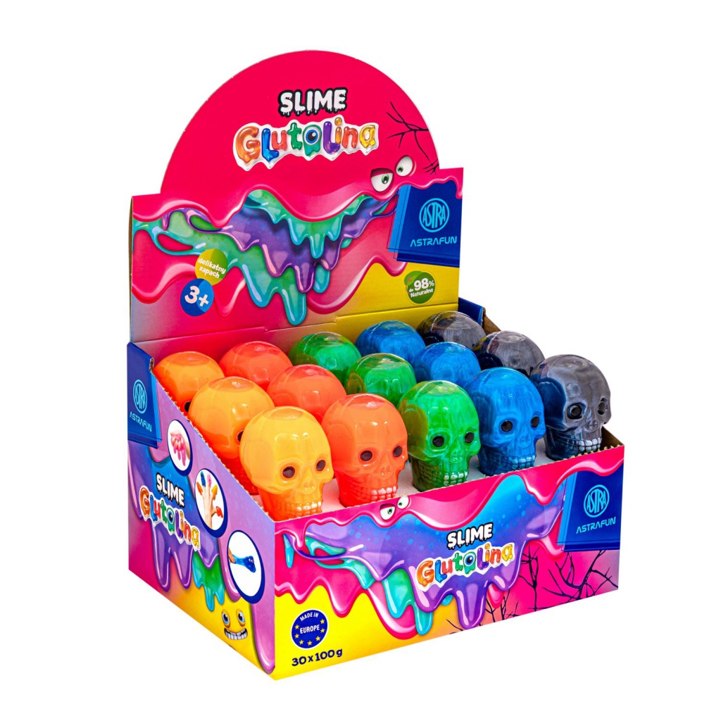 AstraFUN, Zábavná antistresová hmota Glutolina Slime Skull, mix barev, 100g, 336122005