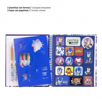 Kreativní set Ježek Sonic (omalovánky, voskovky, fixy, samolepky, blok), 2700000853