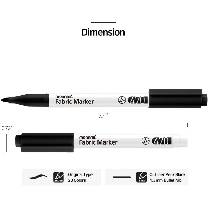 MONAMI Sada popisovačů na textil FABRIC MARKER 470, 15+1ks MONAMI Sada popisovačů na textil FABRIC MARKER 470, 15+1ks
