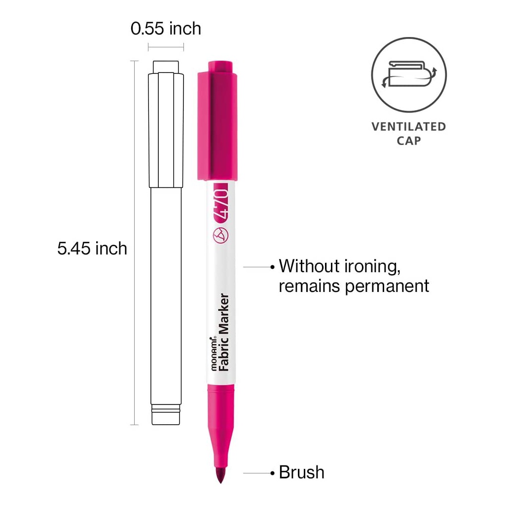 Sada popisovačov na textil Monami FABRIC MARKER 470, Pastel 8ks