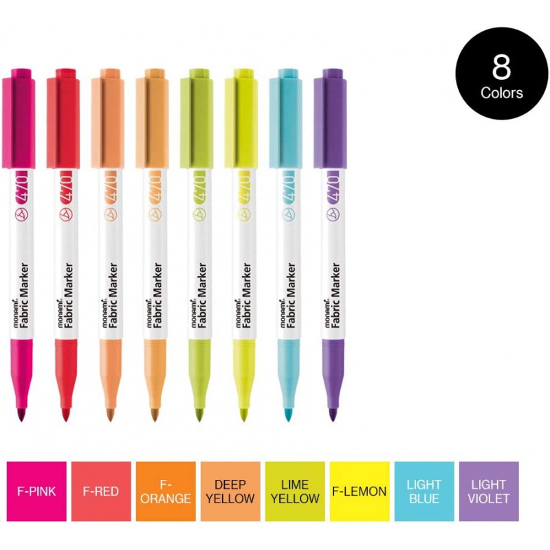 MONAMI Sada popisovačů na textil FABRIC MARKER 470, Pastel 8ks, 20500055260 MONAMI Sada popisovačů na textil FABRIC MARKER 470, Pastel 8ks, 20500055260