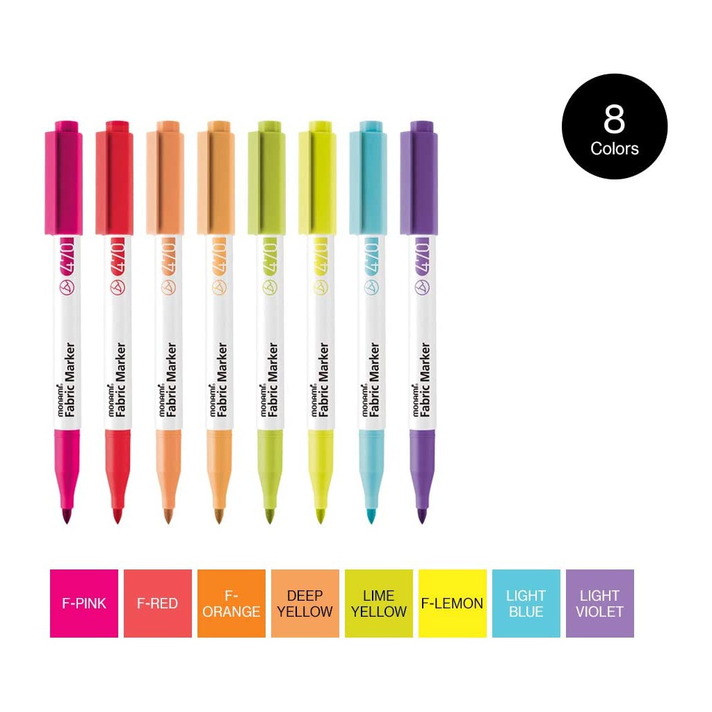 MONAMI Sada popisovačů na textil FABRIC MARKER 470, Pastel 8ks, 20500055260
