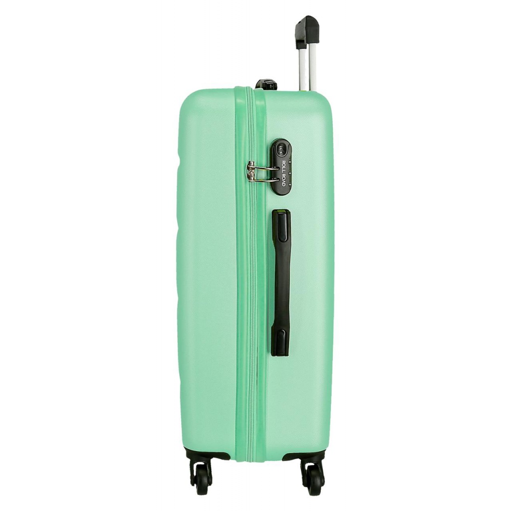 ROLL ROAD Flex Turquesa, ABS Cestovný kufor 65x46x23cm, 56L – stredný kufor s otočnými kolieskami a číselným zámkom