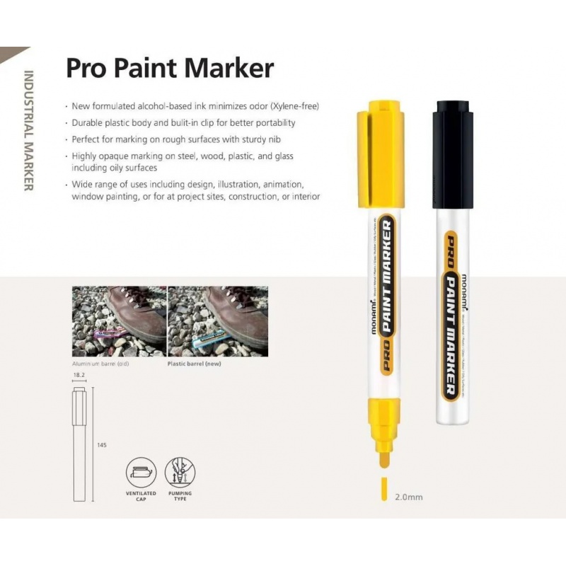 Profesionálny popisovač Monami Pro Paint Marker, 2mm, Zlatý Profesionálny popisovač Monami Pro Paint Marker, 2mm, Zlatý