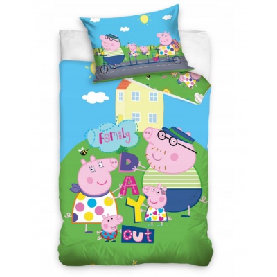 Bavlnené obliečky do postieľky Peppa Pig, 100/135+60/40, PP234018 Bavlnené obliečky do postieľky Peppa Pig, 100/135+60/40, PP234018