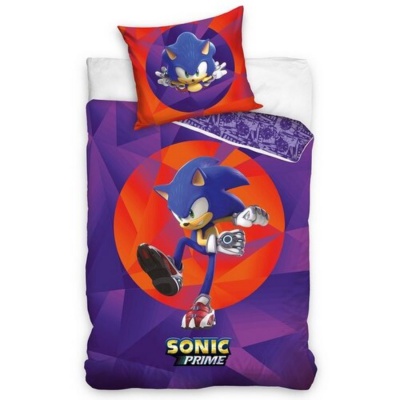 Oboustranné bavlněné povlečení Ježek Sonic Prime, 140/200+70/90, SONIC236022