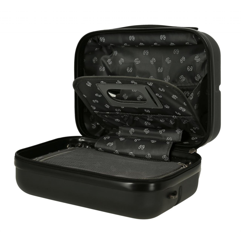 PEPE JEANS Highlight Negro – Kozmetický kufrík 21×29×15 cm, 9 L (čierny ABS cestovný kufrík)