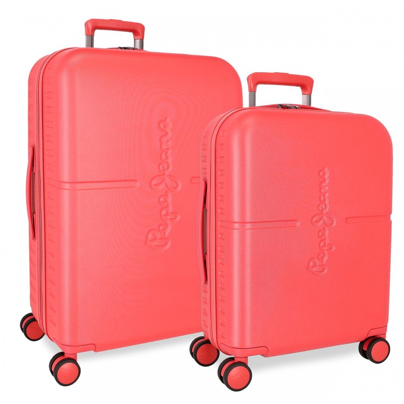 PEPE JEANS Highlight Coral, Sada luxusních ABS cestovních kufrů 70cm/55cm,768952D PEPE JEANS Highlight Coral, Sada luxusních ABS cestovních kufrů 70cm/55cm,768952D