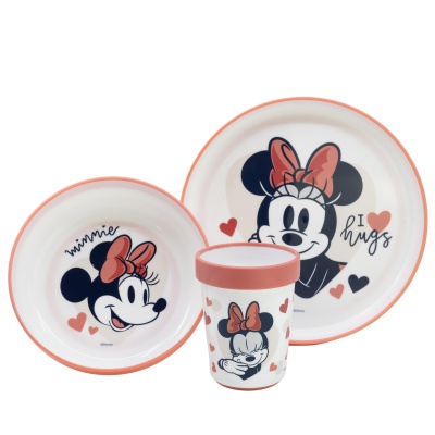 Dětské plastové nádobí MINNIE MOUSE Micro (talíř, miska, sklenice), 10795 Dětské plastové nádobí MINNIE MOUSE Micro (talíř, miska, sklenice), 10795