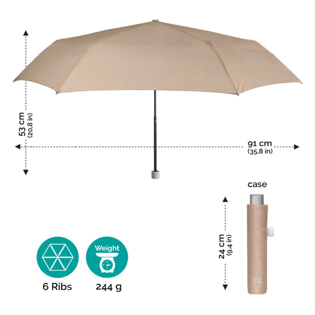 Skládací deštník s UV filtrem Perletti Time / Azzurro Pastello, 26409