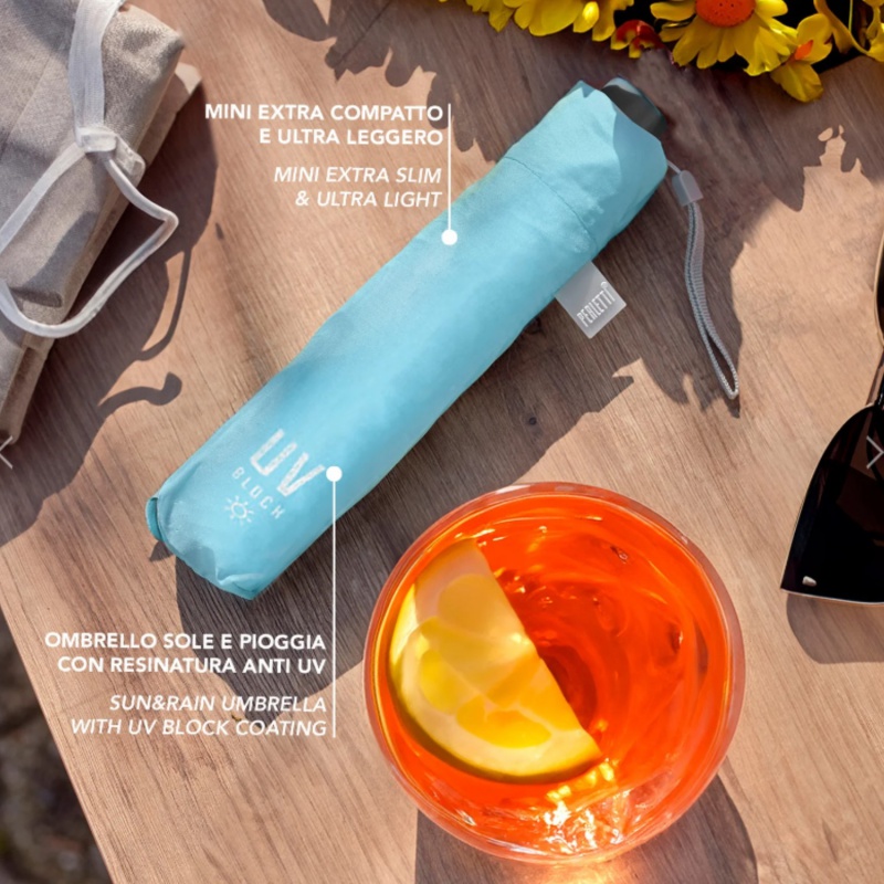 Skládací deštník s UV filtrem Perletti Time / Azzurro Pastello, 26409