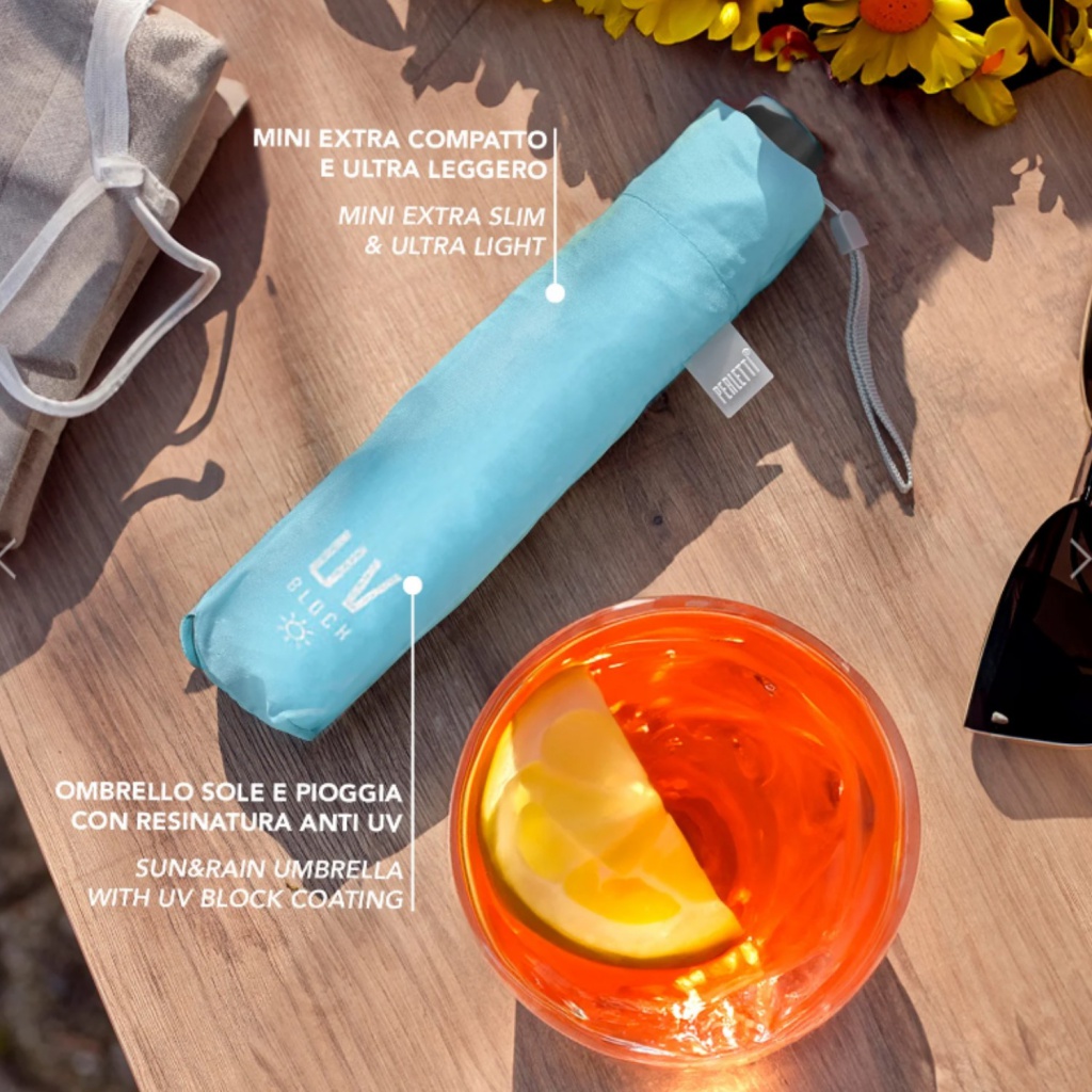 Skladací dáždnik s UV filtrom Perletti Time Azzurro Pastello 26409