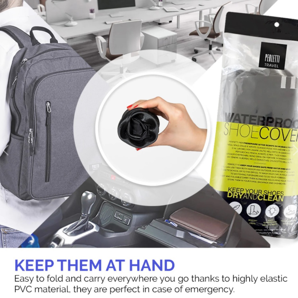 Kvalitní nepromokavé návleky na obuv Perletti Travel, velikost L 43/45, Grigio, 95046