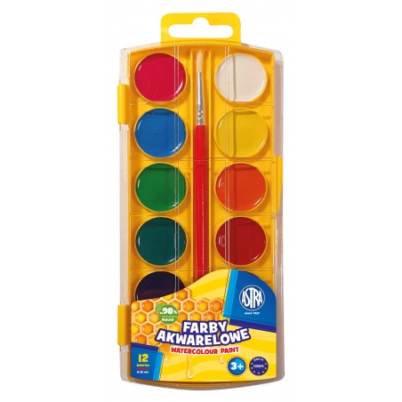 Vodové medové barvy (vhodné i na akvarel) průměr 25mm, 12 barev, 302023003