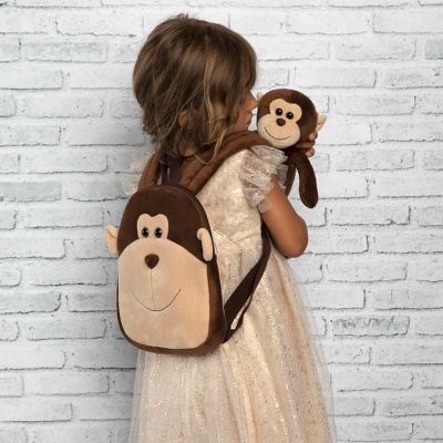 Detský obojstranný plyšový batoh s odnímateľnou hračkou Perletti Toys, OPICA, 13031 Detský obojstranný plyšový batoh s odnímateľnou hračkou Perletti Toys, OPICA, 13031