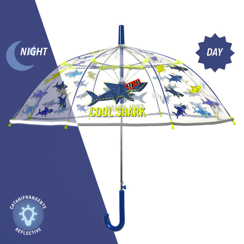 Dětský reflexní automatický deštník Perletti Cool Kids Shark, 15609