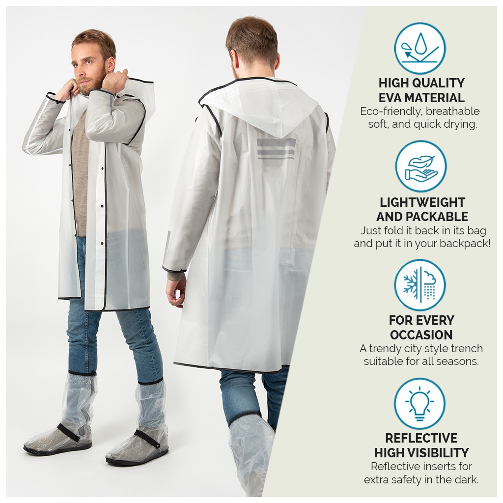 Kvalitný pánsky pršiplášť Perletti Transparente Negro, veľ. L, 14212