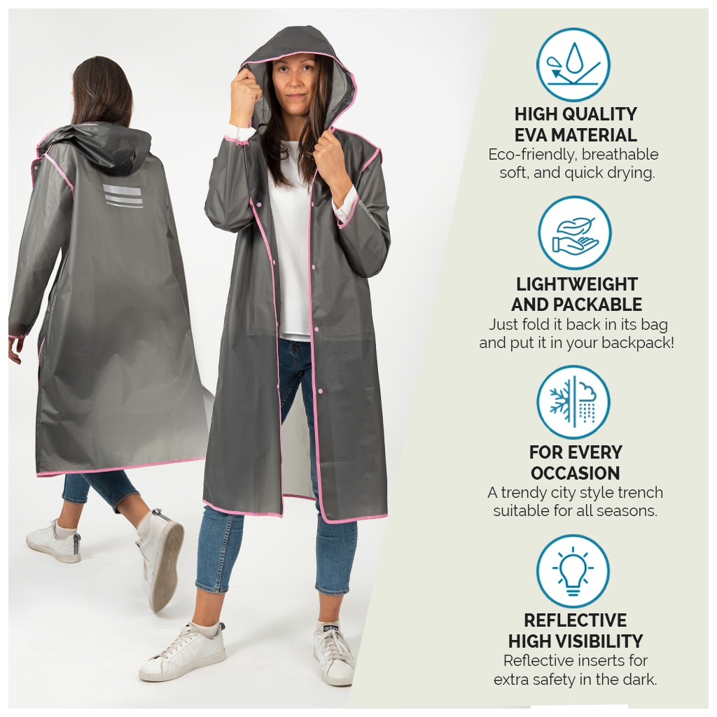 Kvalitný dámsky pršiplášť Perletti Transparente Rosa, veľ. S, 14216