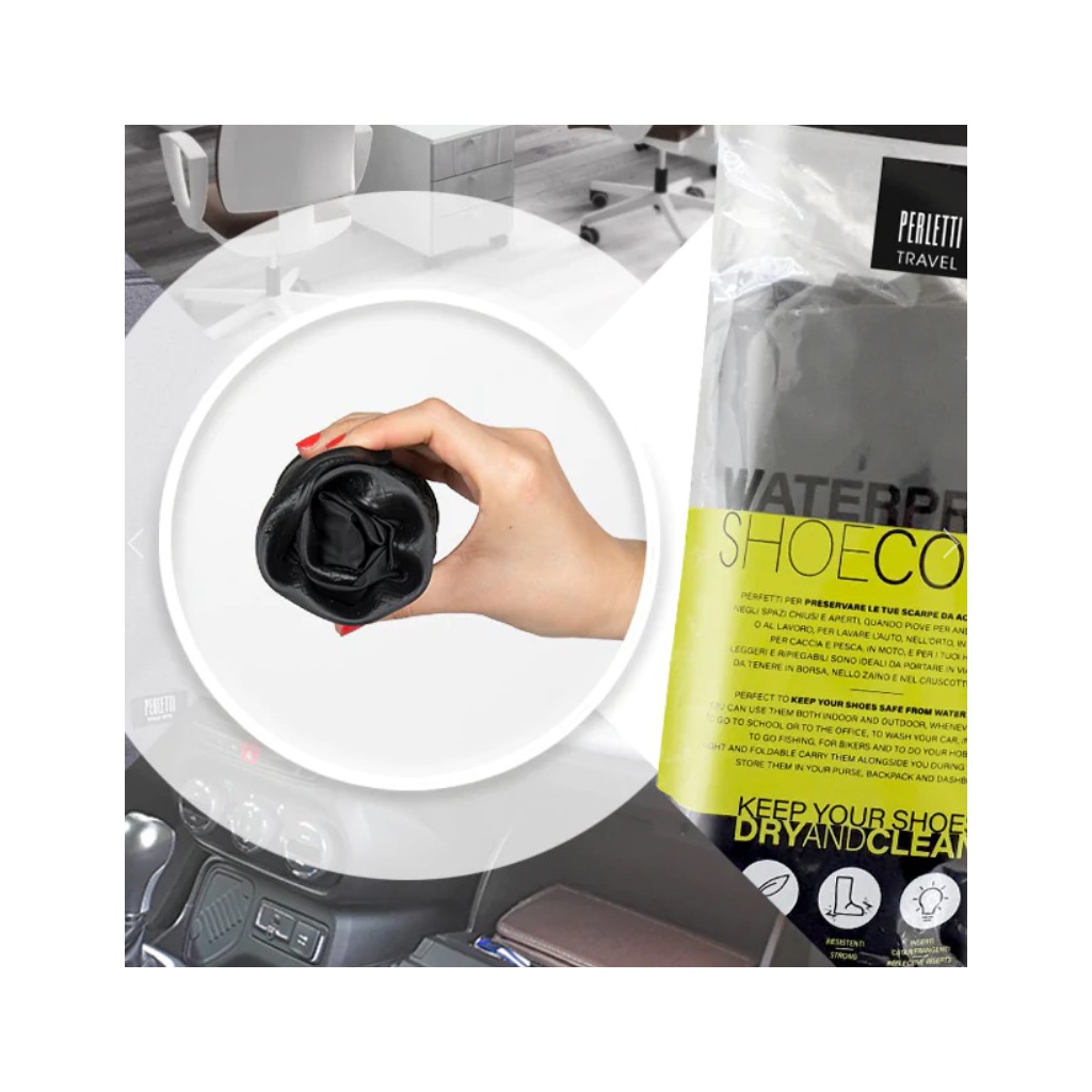 Kvalitní nepromokavé návleky na obuv, velikost M 40/42, Perletti Nero/Argento, 95028