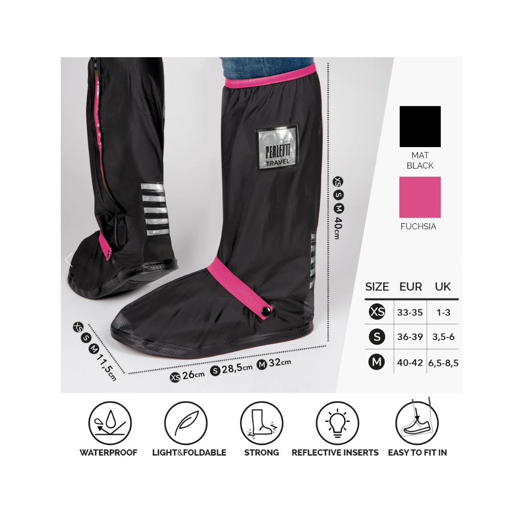 Kvalitní nepromokavé návleky na obuv, velikost M 40/42, Perletti Nero/Argento, 95028